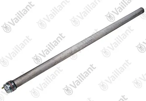 Vaillant-Anode aus Metall, zylindrisch mit Gewinde an einem Ende, zur Verwendung in Warmwassergeräten.